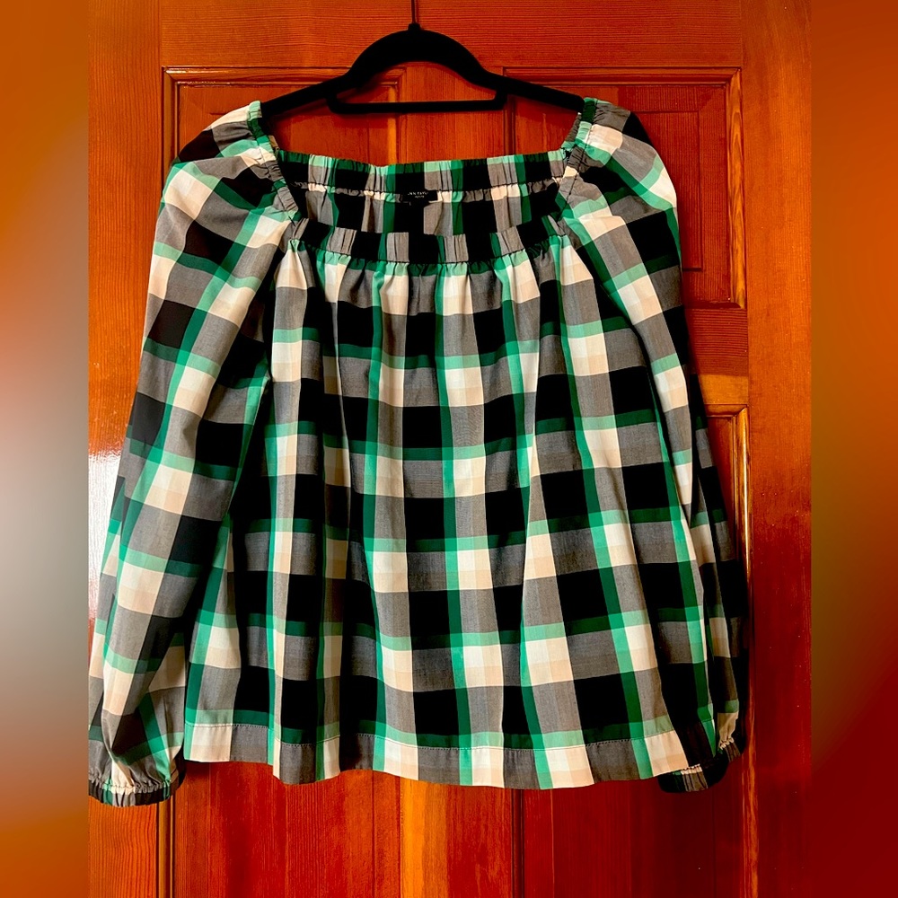 Ann Taylor Petite Large Plaid Swing Top